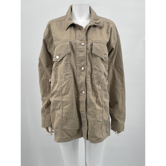 TopShop Jacket oversized lightweight shacket Beige Tan Sz 12 NEW NWT N153 - Picture 1 of 2
